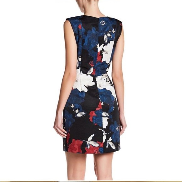 NWT Cynthia Steffe Eloide Dress Floral Printed Mini V-Neck Dress Blue Red White - Picture 2 of 13